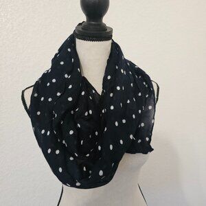 Navy Blue & White Polka Dot Infinity Scarf